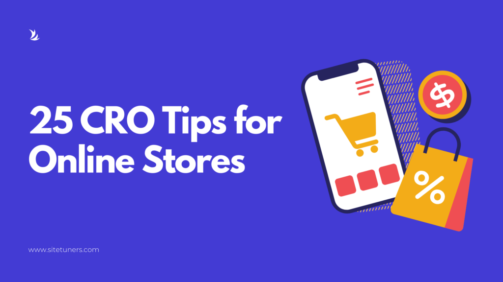 E-commerce CRO tips image highlighting 25 strategies to boost online conversions