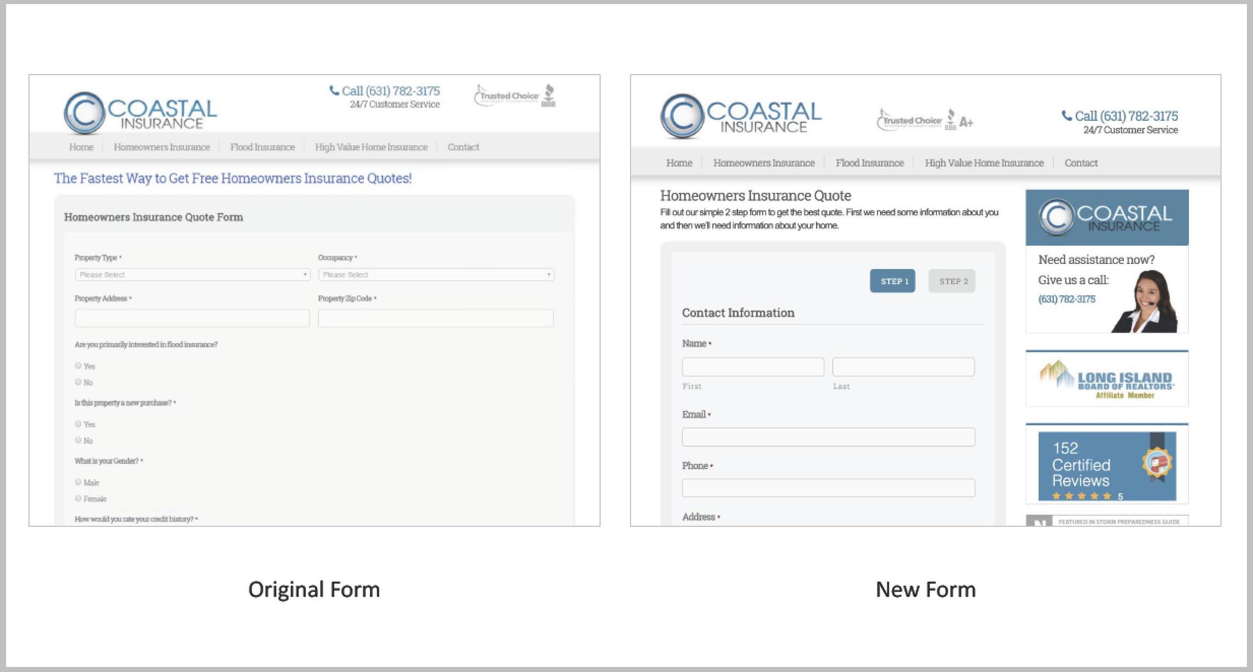 Coastal Insurance Original vs New Form
