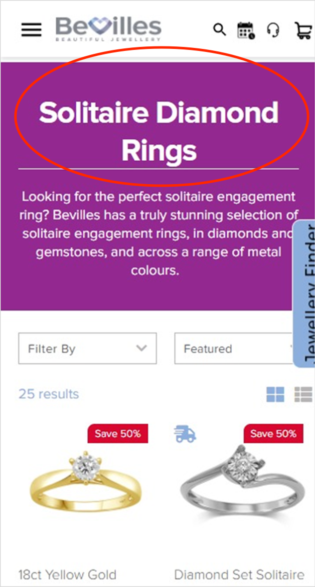 Solitaire Diamond Rings From Bevilles Landing Page 1