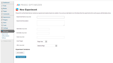 Image of AB Press Optimizer for website testing on WordPress