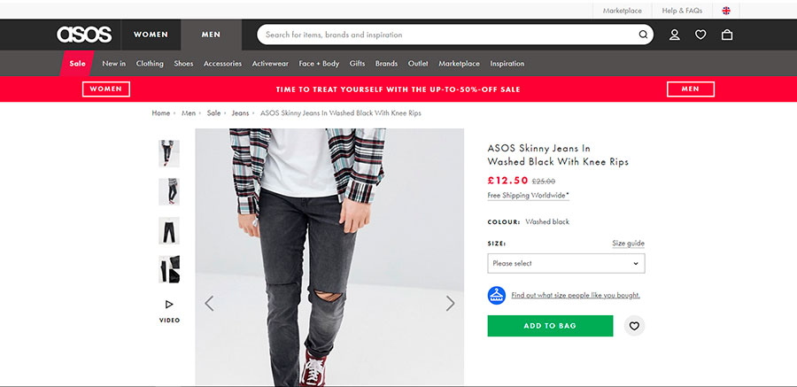 Asos Product Detail Page CTA Color Contrast Example Designing Conversational Interfaces