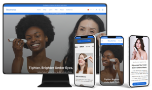 Beautronics homepage. Both desktop and mobile screenshots are displayed