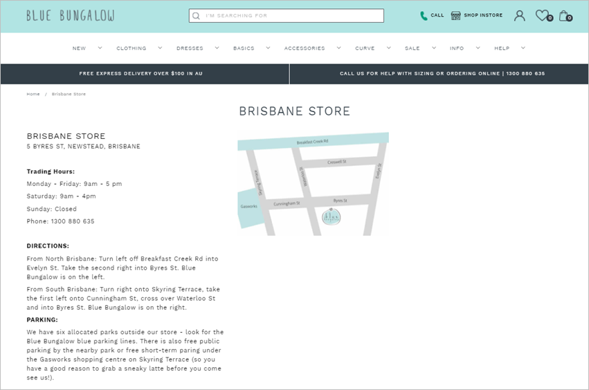 Blue Bungalow Store Location Page Old