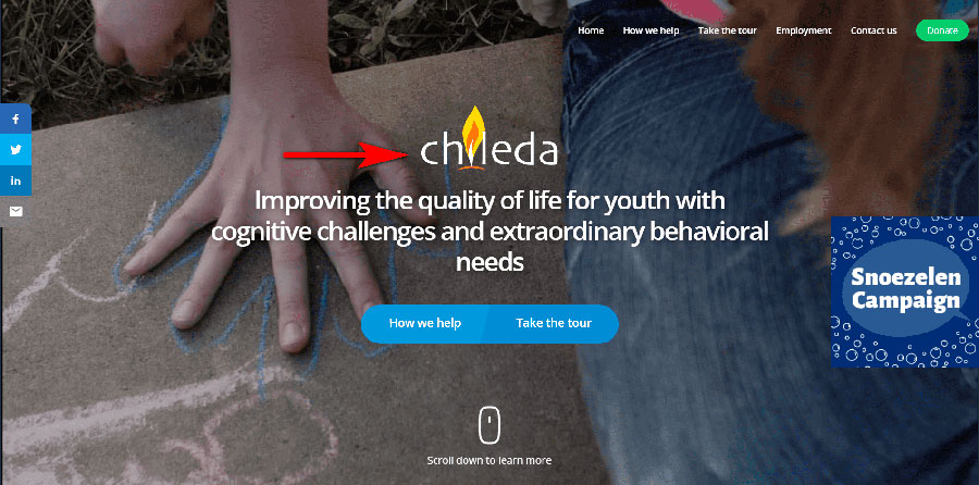 deviation from web standards example - chileda.org's homepage with the company logo in the page body