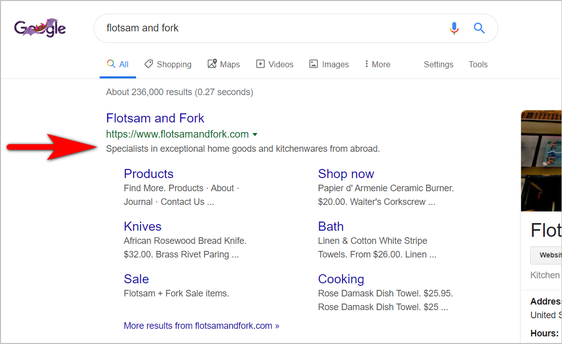flotsam and fork in the google search engine results page
