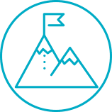 graphic of a mountain with a flag on top