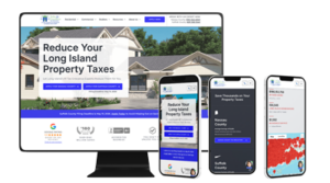 Desktop and mobile experiences displaying the Heller Tax Grievance homepage