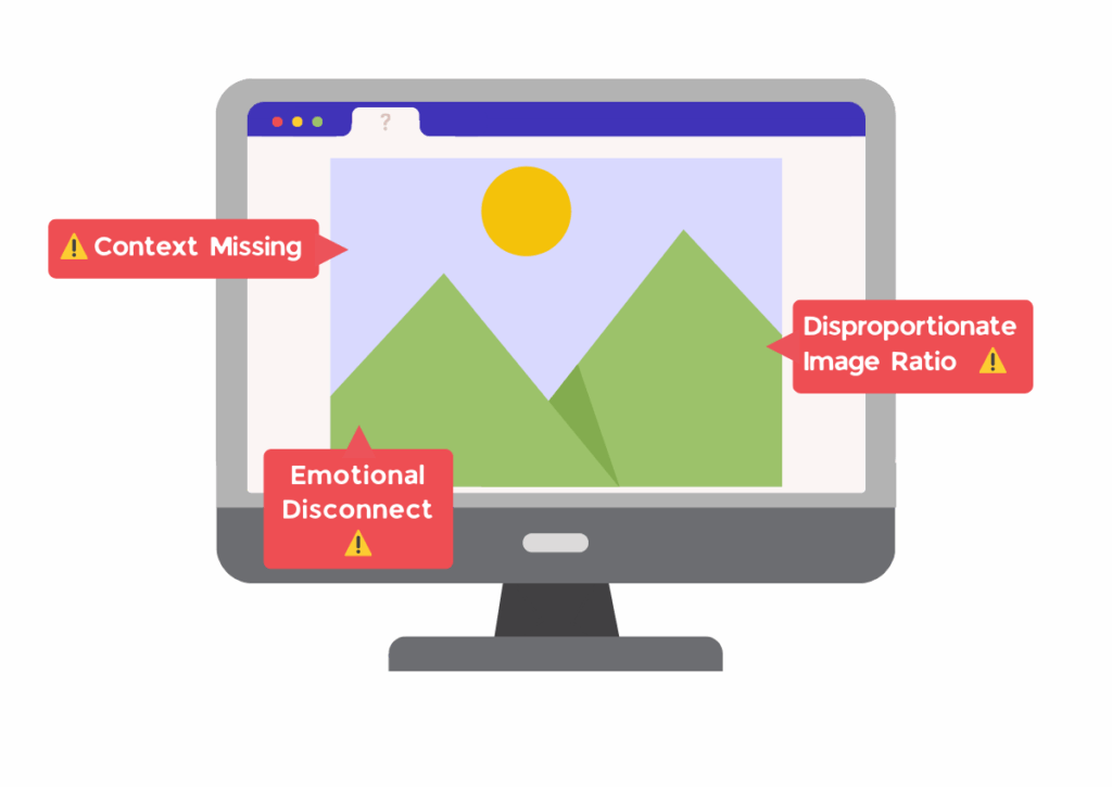 A computer desktop screen on a website showing The Analysis: We identified several problems with their visual approach:

Disproportionate Image Ratio: 50% of prime homepage real estate devoted to unclear imagery

Emotional Disconnect: The image conveyed serious contemplation rather than community and success

Context Missing: Viewers couldn't understand the setting or purpose