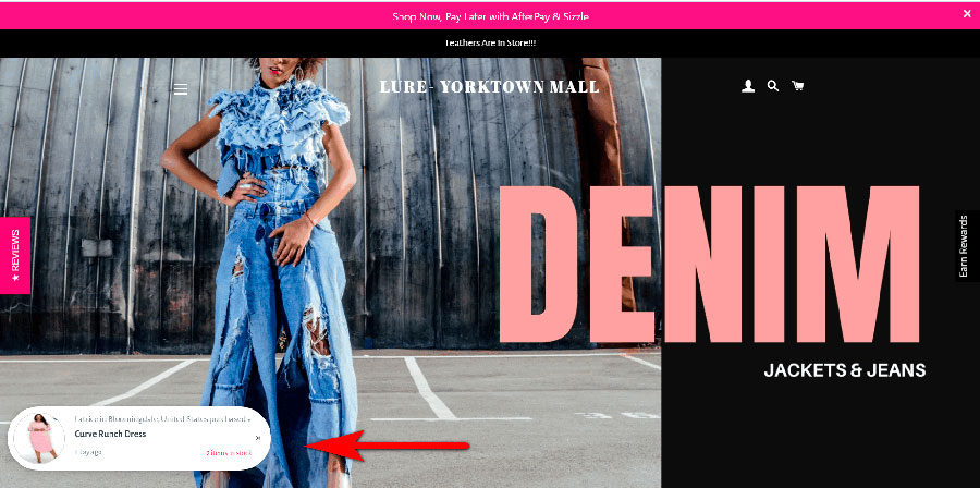 scarcity marketing - social proof example - ishoplure.com's homepage shows a recent sales popup