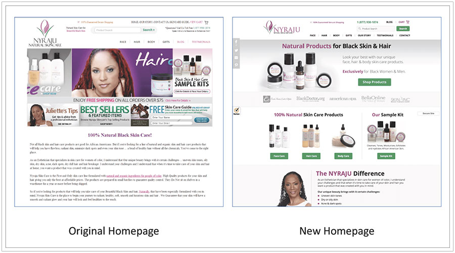 nyraju original vs new homepage