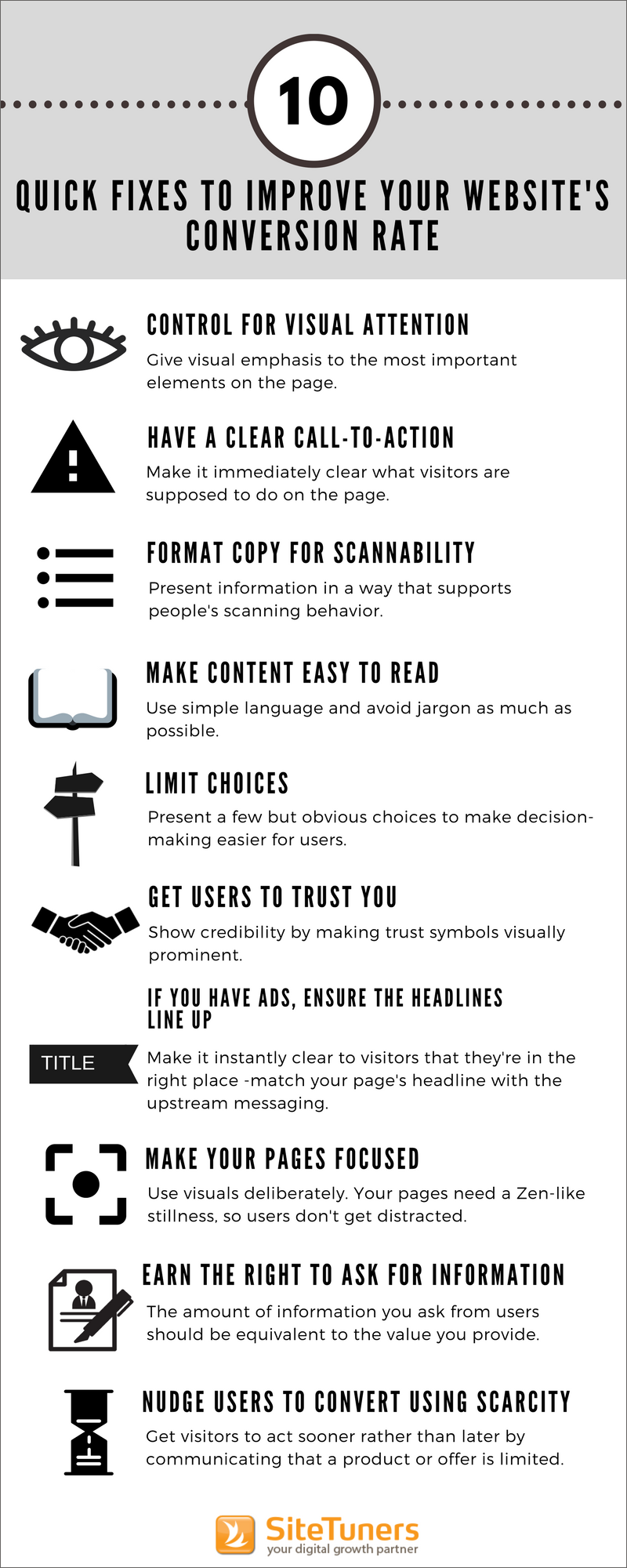 10 Quick Fixes to Improve Your Website's Conversion Rate Infographic