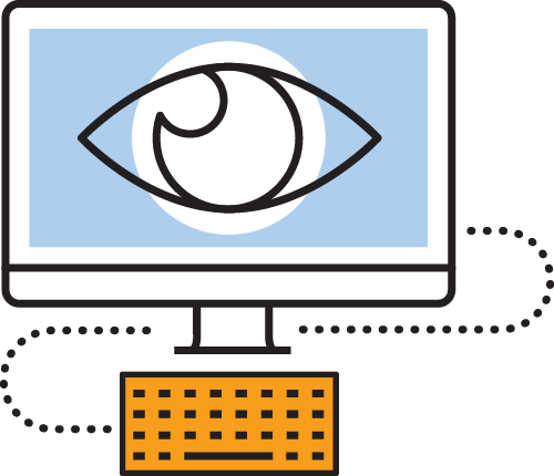 illustration of computer with an eye on the monitor