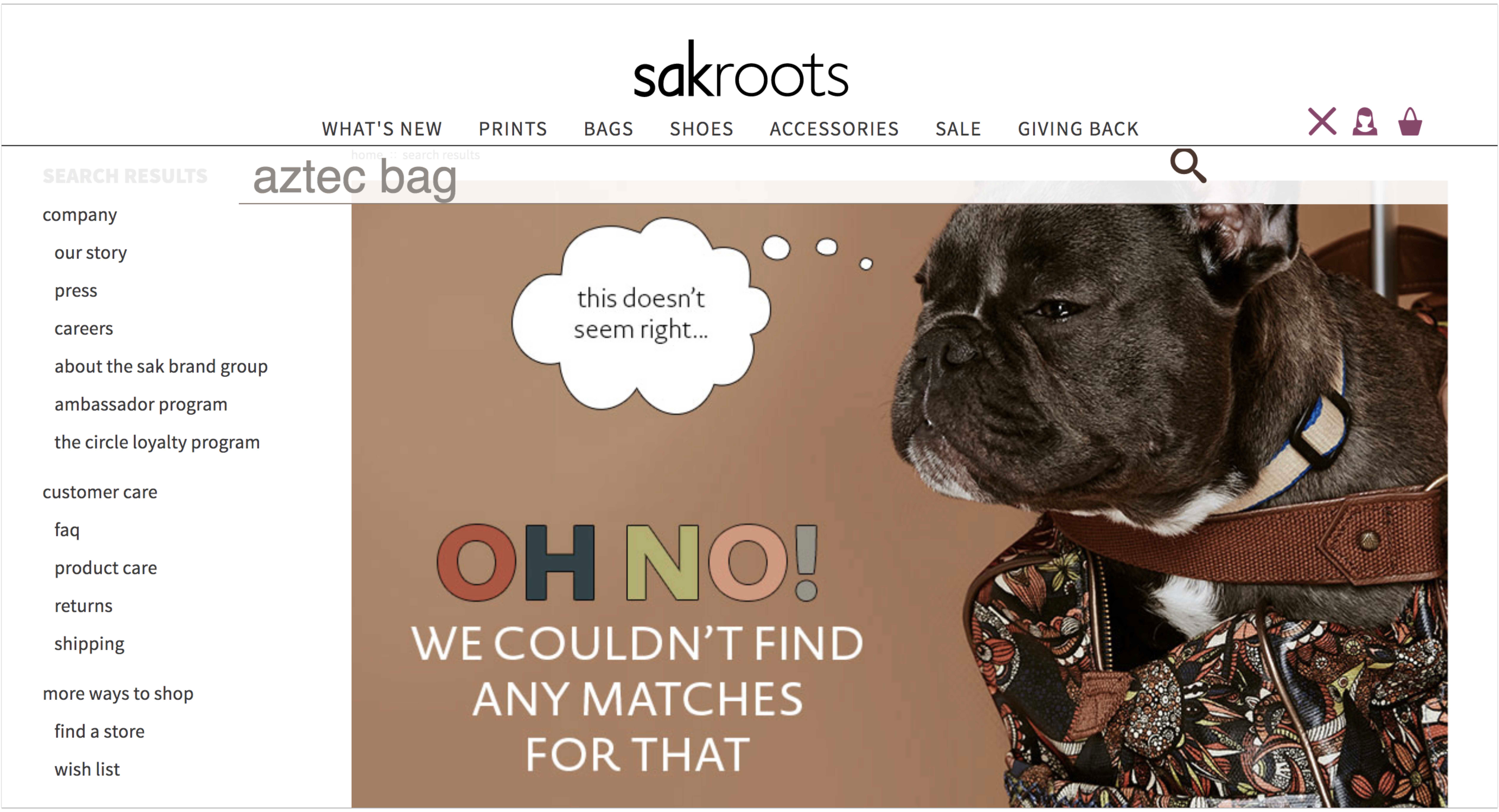 sakroots no results on-site search