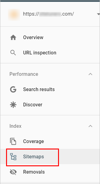 google search console basics - screenshot of a portion of the left navigation of google search console. sitemaps is found under "index". it's the item below "coverage"