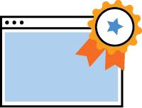 illustration of a web page with a award ribbon on it